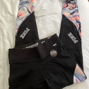 NWT Pink by VS reversible marbled mesh legging size S